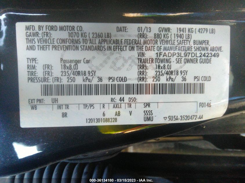 2013 FORD FOCUS ST - 1FADP3L97DL242349