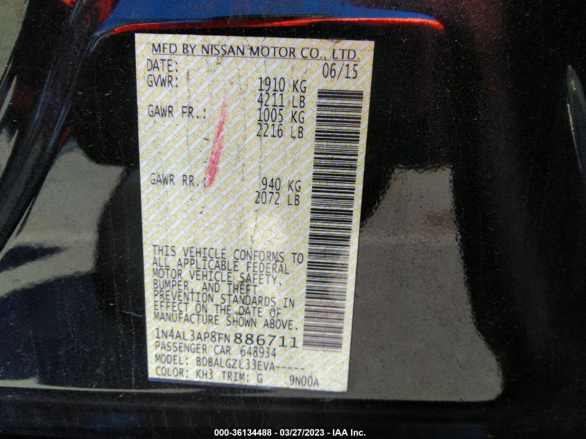 2015 NISSAN ALTIMA 2.5 - 1N4AL3AP8FN886711
