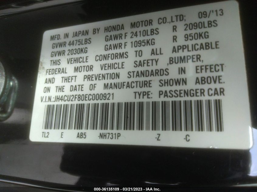2014 ACURA TSX SPECIAL EDITION - JH4CU2F80EC000921