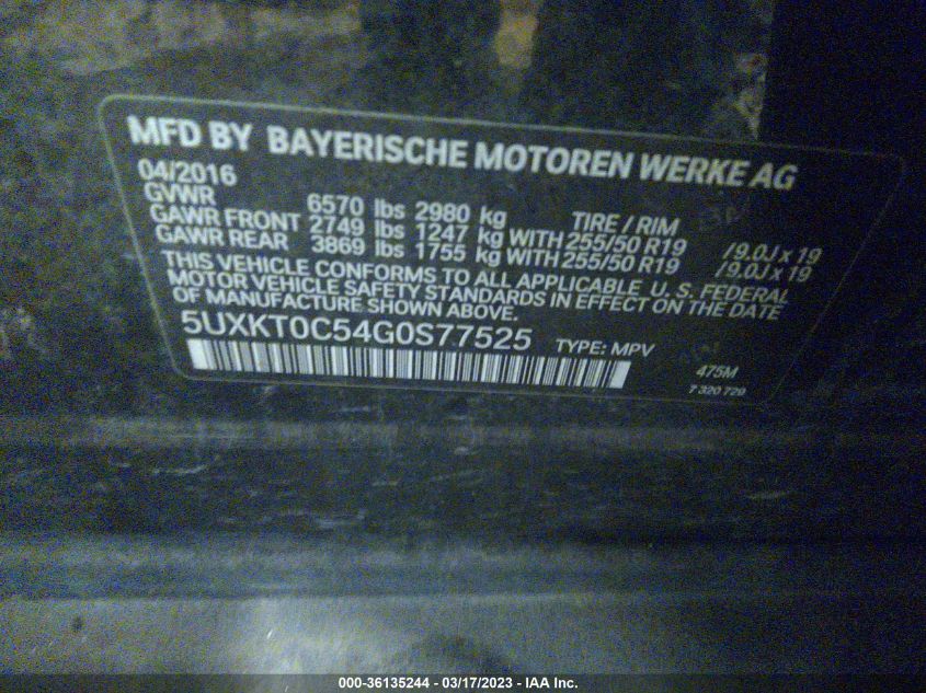2016 BMW X5 EDRIVE XDRIVE40E - 5UXKT0C54G0S77525