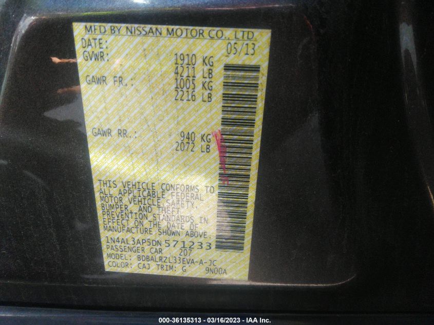 2013 NISSAN ALTIMA 2.5 S - 1N4AL3AP5DN571233