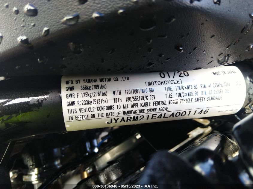 2020 YAMAHA XSR700 - JYARM21E4LA001146