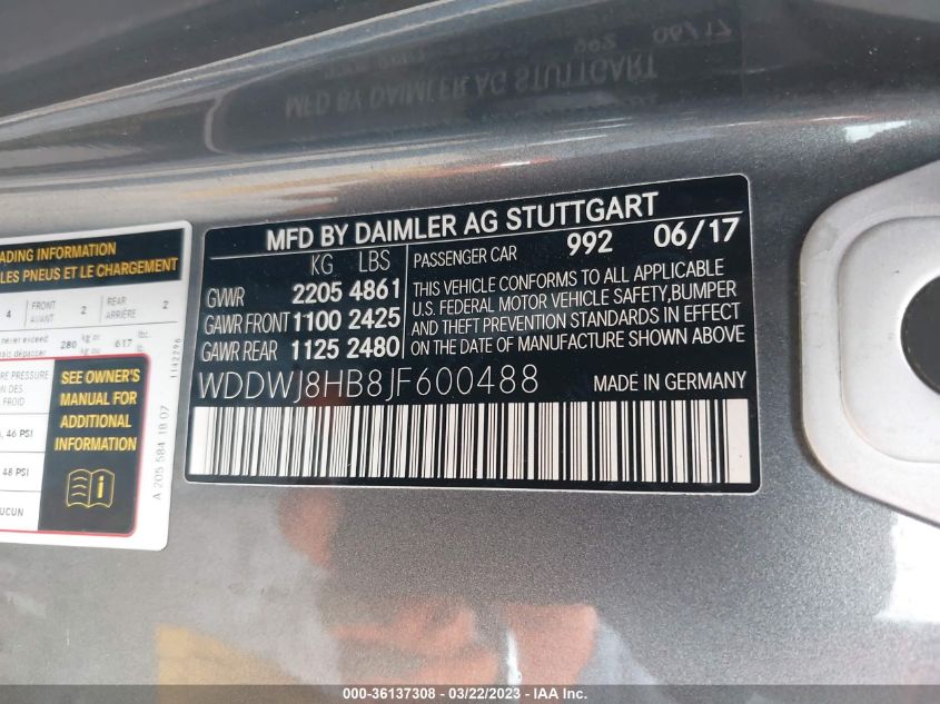 2018 MERCEDES-BENZ C-CLASS AMG C 63 S - WDDWJ8HB8JF600488