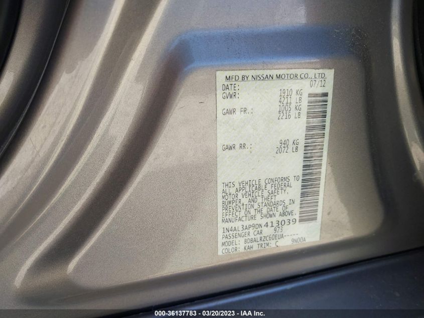 2013 NISSAN ALTIMA 2.5 S - 1N4AL3AP9DN413039