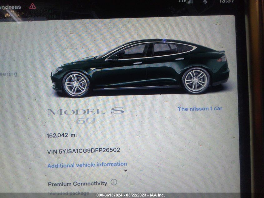 2013 TESLA MODEL S - 5YJSA1CG9DFP26502