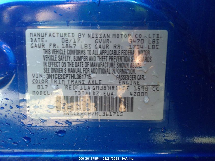 2017 NISSAN VERSA NOTE SV - 3N1CE2CP7HL361715