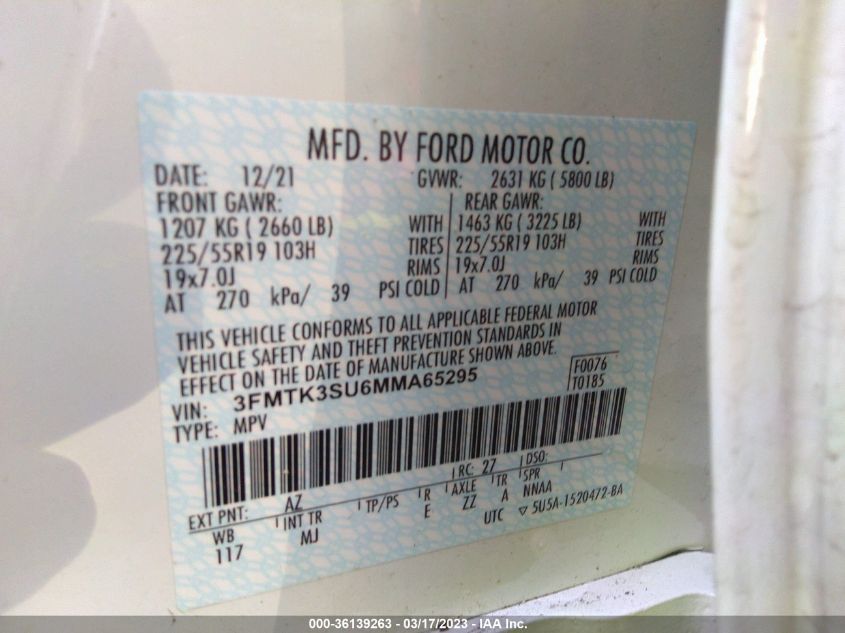 2021 FORD MUSTANG MACH-E PREMIUM 3FMTK3SU6MMA65295