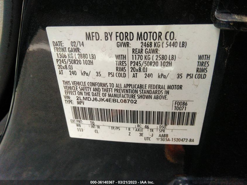 2014 LINCOLN MKX - 2LMDJ6JK4EBL08702