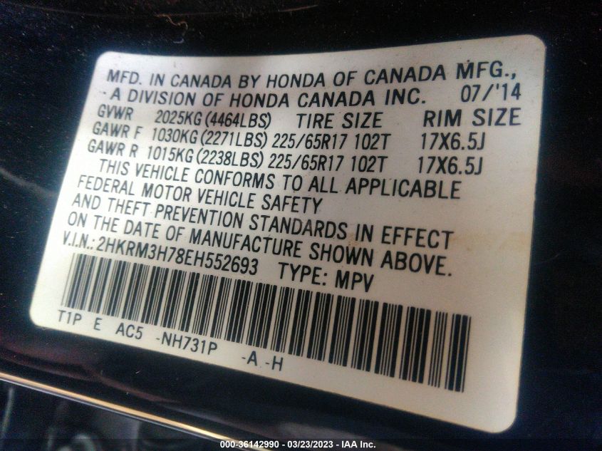 2014 HONDA CR-V EX-L - 2HKRM3H78EH552693