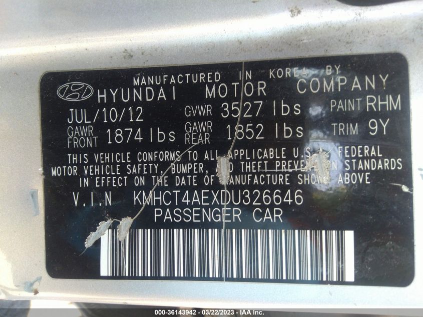 2013 HYUNDAI ACCENT GLS - KMHCT4AEXDU326646