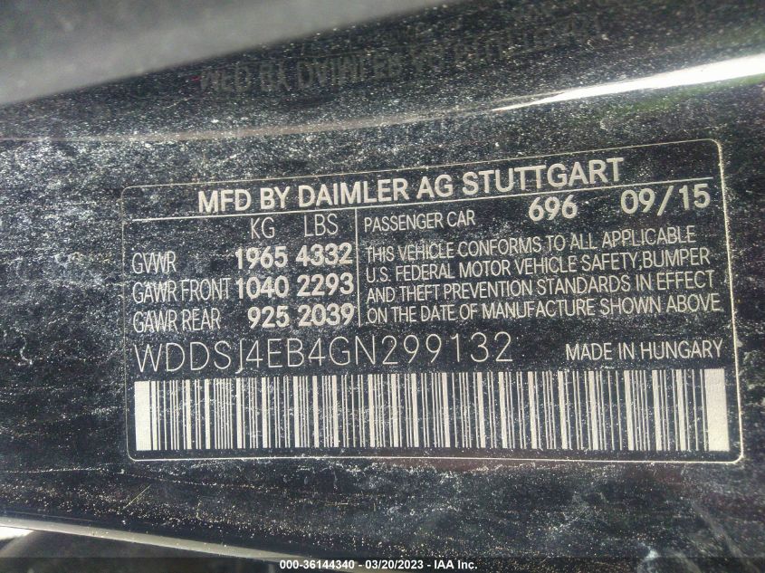 2016 MERCEDES-BENZ CLA 250 - WDDSJ4EB4GN299132