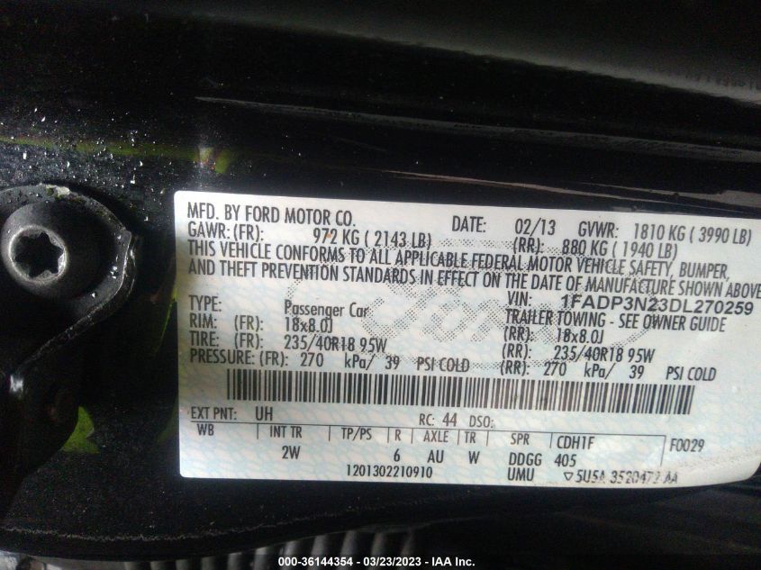 2013 FORD FOCUS TITANIUM - 1FADP3N23DL270259