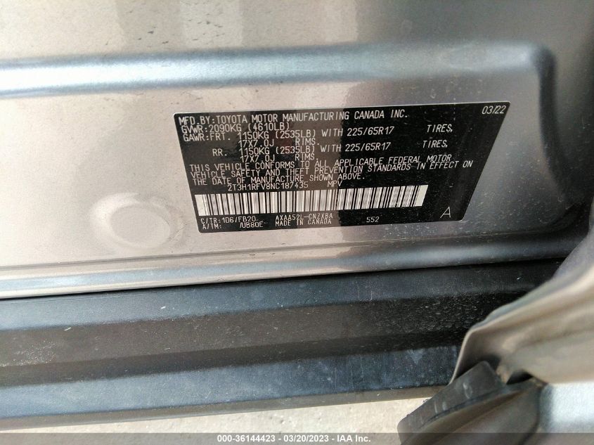 2022 TOYOTA RAV4 LE - 2T3H1RFV8NC187435
