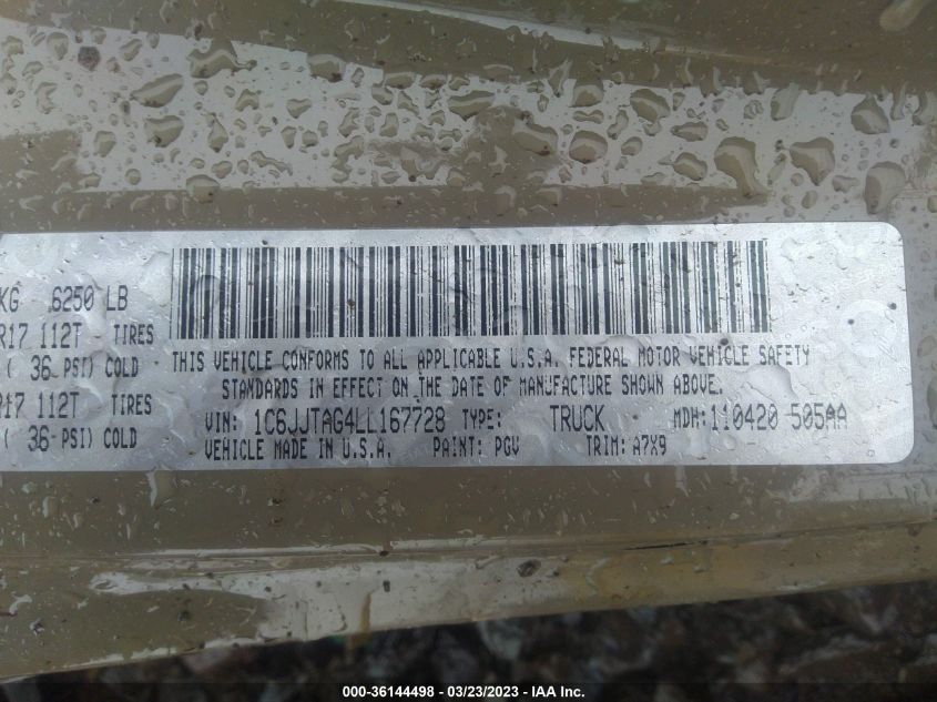 2020 JEEP GLADIATOR SPORT S - 1C6JJTAG4LL167728