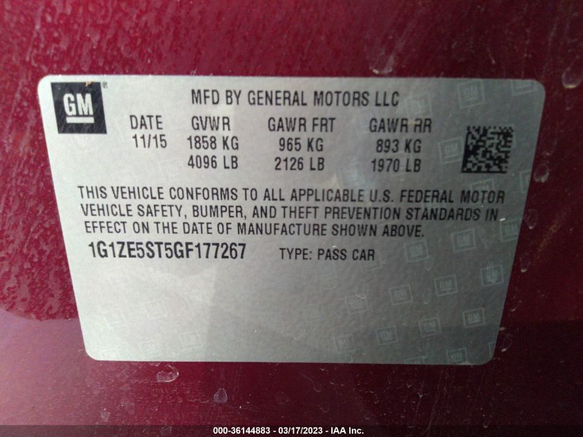 2016 CHEVROLET MALIBU LT - 1G1ZE5ST5GF177267