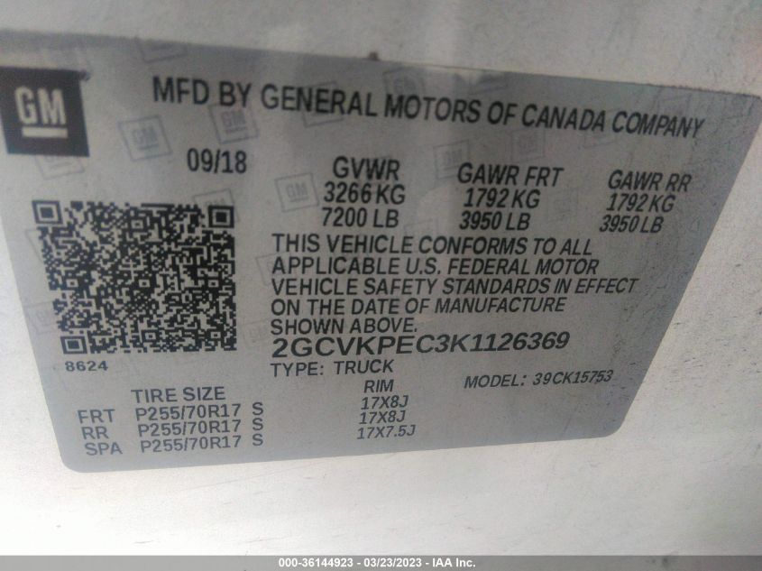 2019 CHEVROLET SILVERADO 1500 LD LT 2GCVKPEC3K1126369