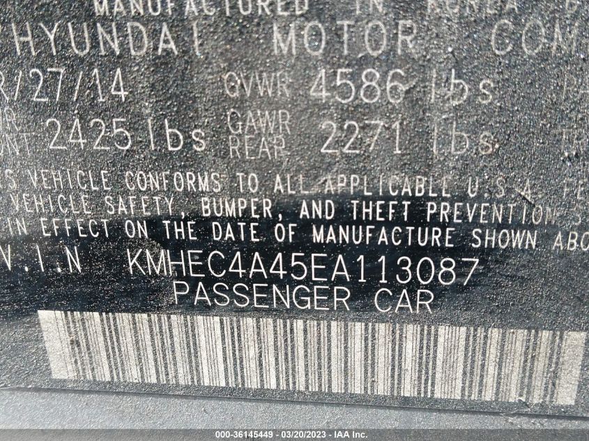 2014 HYUNDAI SONATA HYBRID - KMHEC4A45EA113087