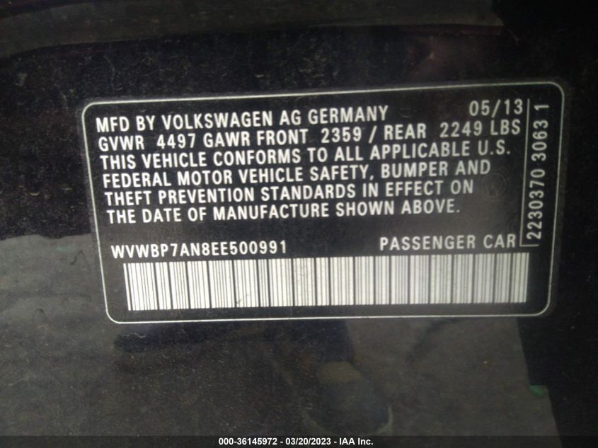2014 VOLKSWAGEN CC R-LINE - WVWBP7AN8EE500991