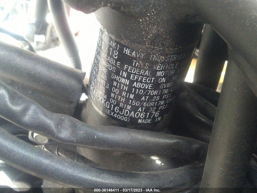 VIN JKAEXKG16JDA06176 2018 KAWASAKI EX400