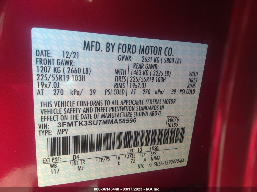 2021 FORD MUSTANG MACH-E PREMIUM 3FMTK3SU7MMA58596