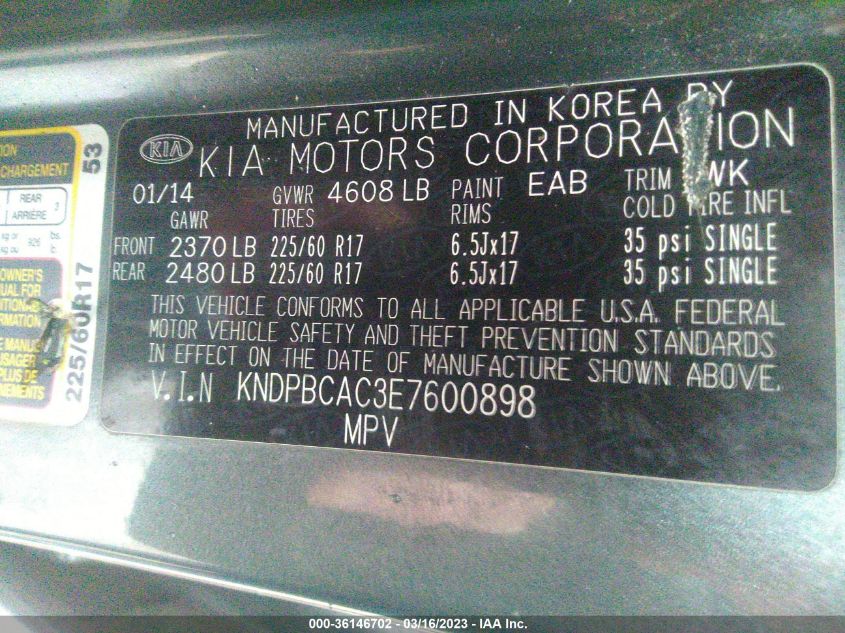 2014 KIA SPORTAGE LX - KNDPBCAC3E7600898