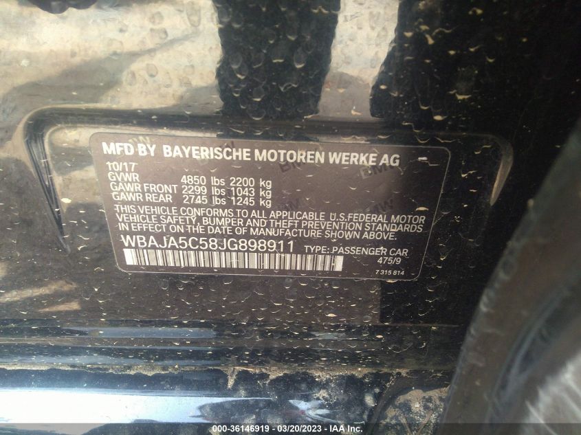 2018 BMW 5 SERIES 530I - WBAJA5C58JG898911
