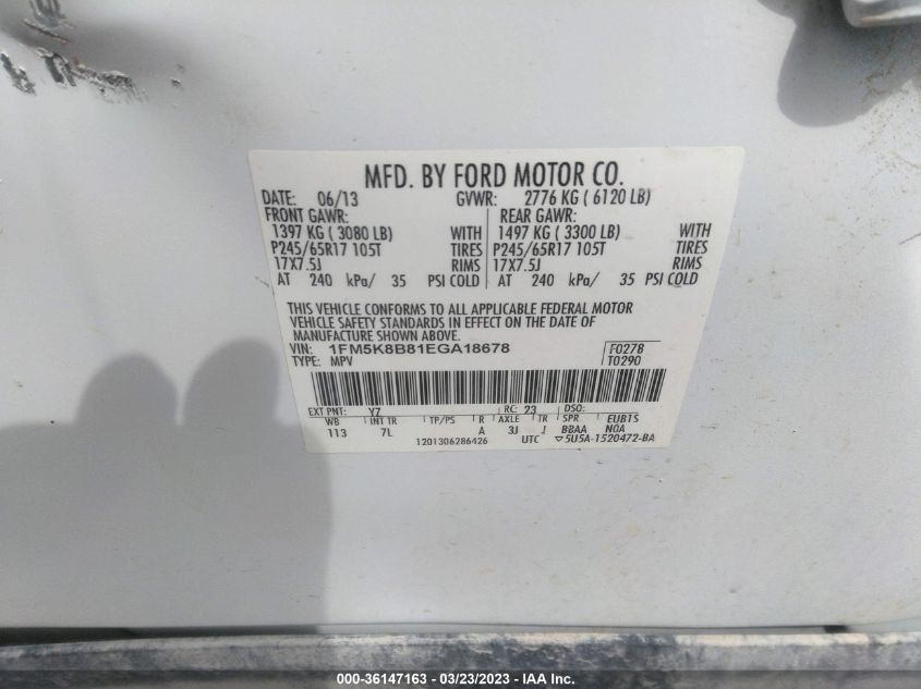 2014 FORD EXPLORER BASE - 1FM5K8B81EGA18678