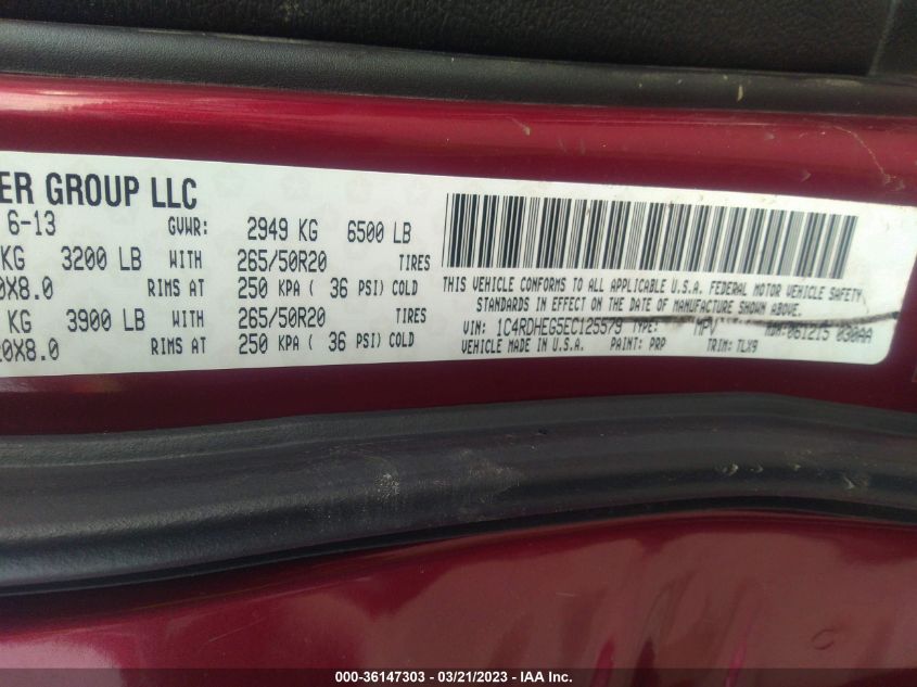 2014 DODGE DURANGO CITADEL - 1C4RDHEG5EC125579