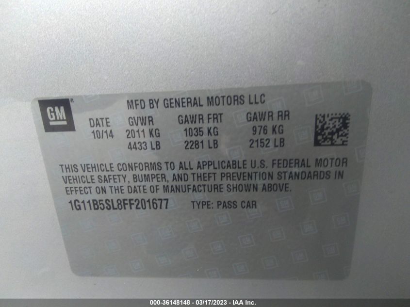 2015 CHEVROLET MALIBU LS - 1G11B5SL8FF201677