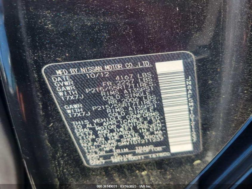 2013 NISSAN JUKE - JN8AF5MV1DT211237