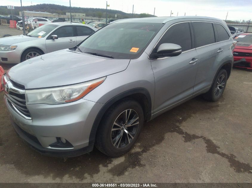 2016 TOYOTA HIGHLANDER XLE - 5TDKKRFH6GS177518