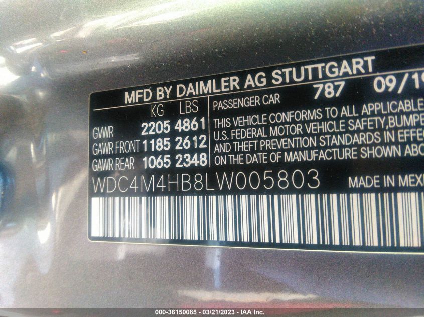 2020 MERCEDES-BENZ GLB GLB 250 WDC4M4HB8LW005803