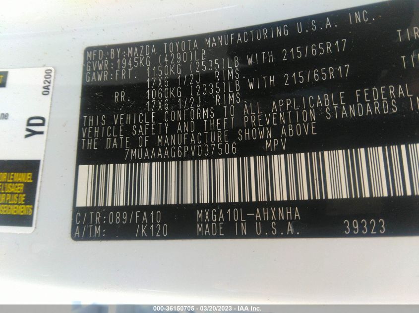 2023 TOYOTA COROLLA CROSS L - 7MUAAAAG6PV037506