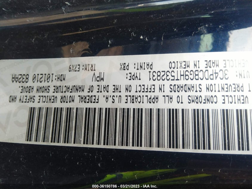 VIN 3C4PDCBG9HT532831 2017 DODGE JOURNEY SXT