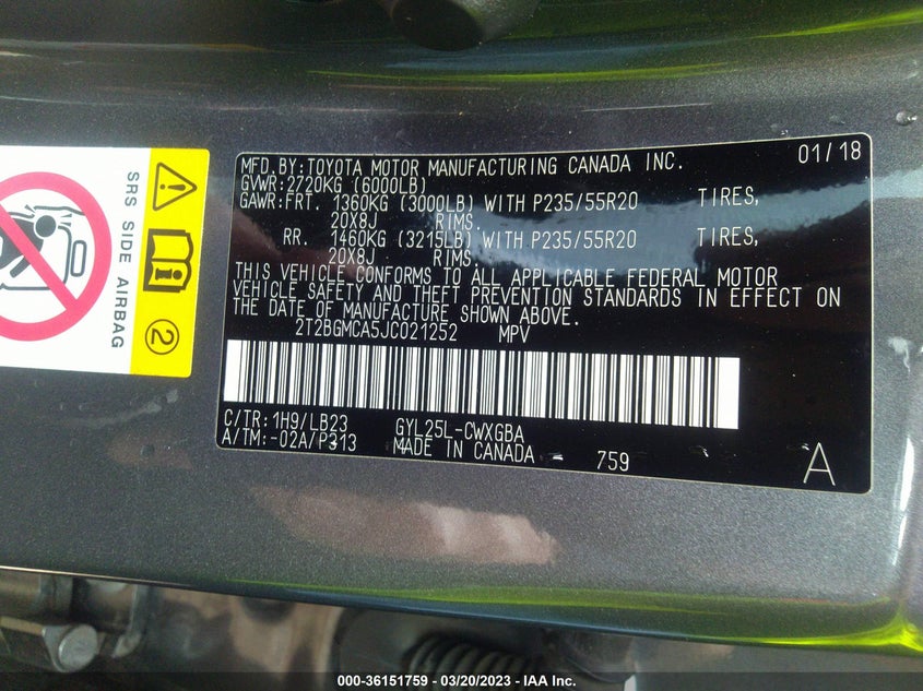VIN 2T2BGMCA5JC021252 2018 LEXUS RX RX 450H