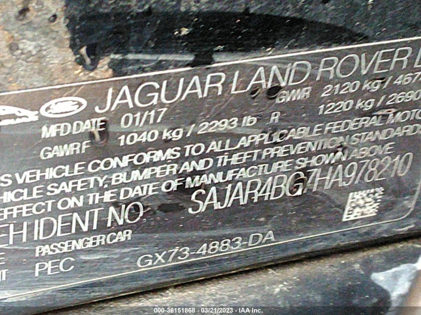 2017 JAGUAR XE 25T - SAJAR4BG7HA978210