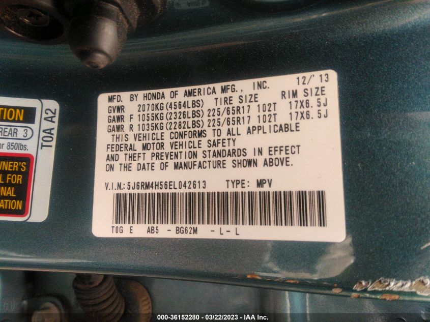 2014 HONDA CR-V EX - 5J6RM4H56EL042613