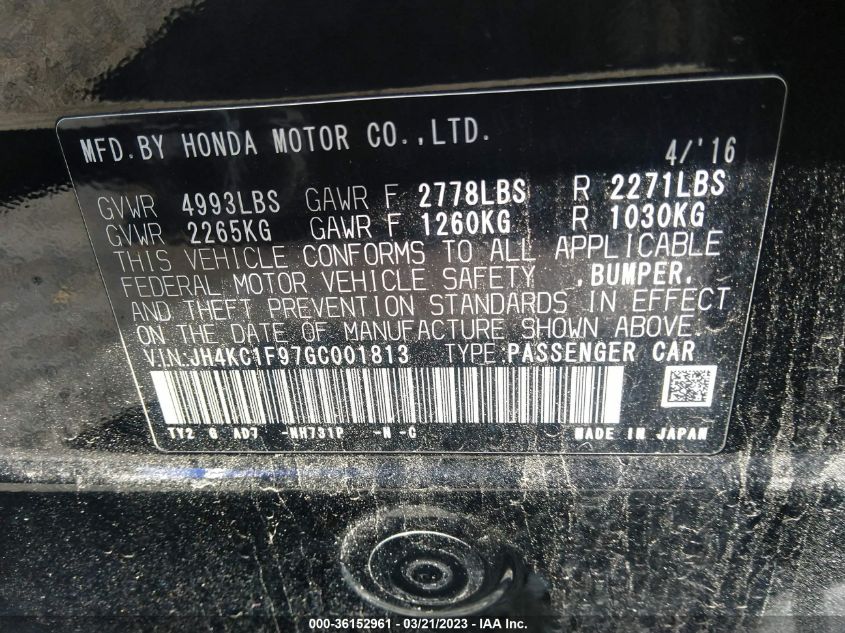 2016 ACURA RLX ADVANCE PKG - JH4KC1F97GC001813