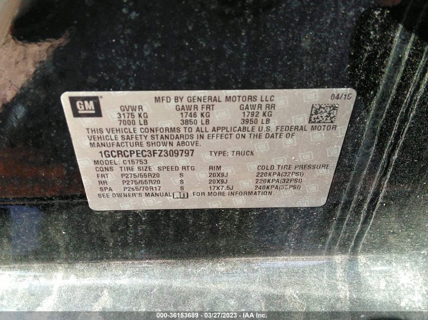 2015 CHEVROLET SILVERADO 1500 LS - 1GCRCPEC3FZ309797