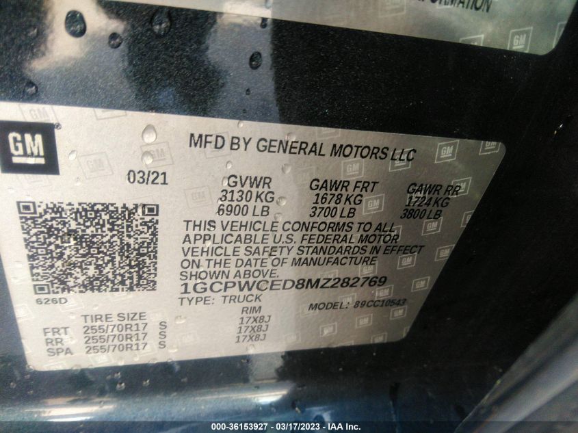 2021 CHEVROLET SILVERADO 1500 LT - 1GCPWCED8MZ282769