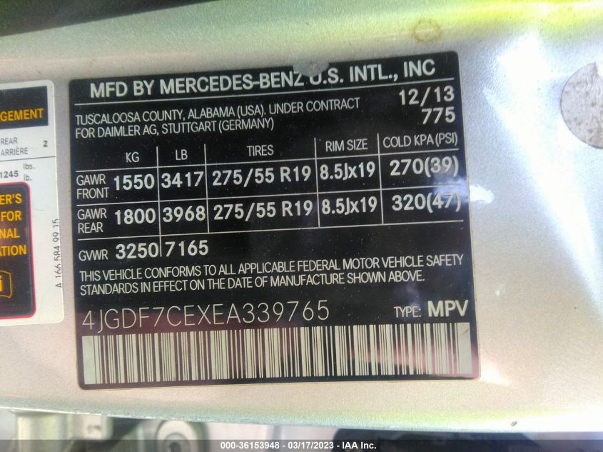 2014 MERCEDES-BENZ GL-CLASS GL 450 - 4JGDF7CEXEA339765