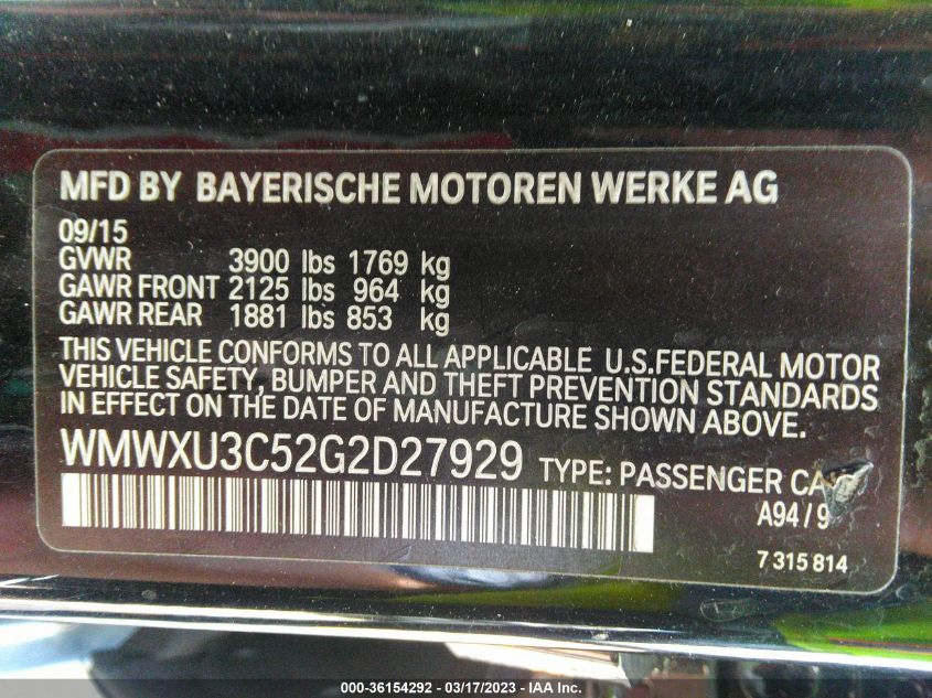 2016 MINI COOPER HARDTOP 4 DOOR S - WMWXU3C52G2D27929