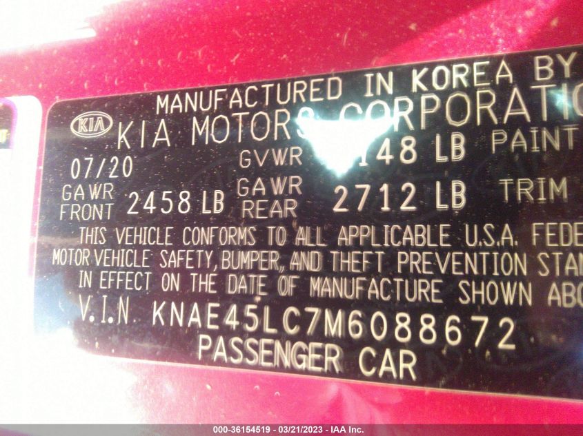 2021 KIA STINGER GT1 KNAE45LC7M6088672