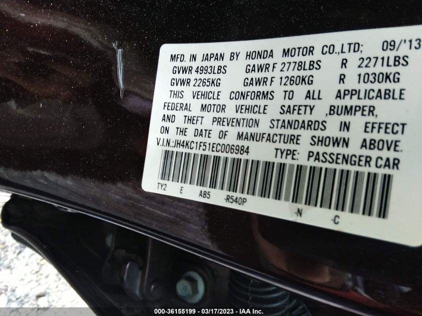 2014 ACURA RLX TECH PKG - JH4KC1F51EC006984