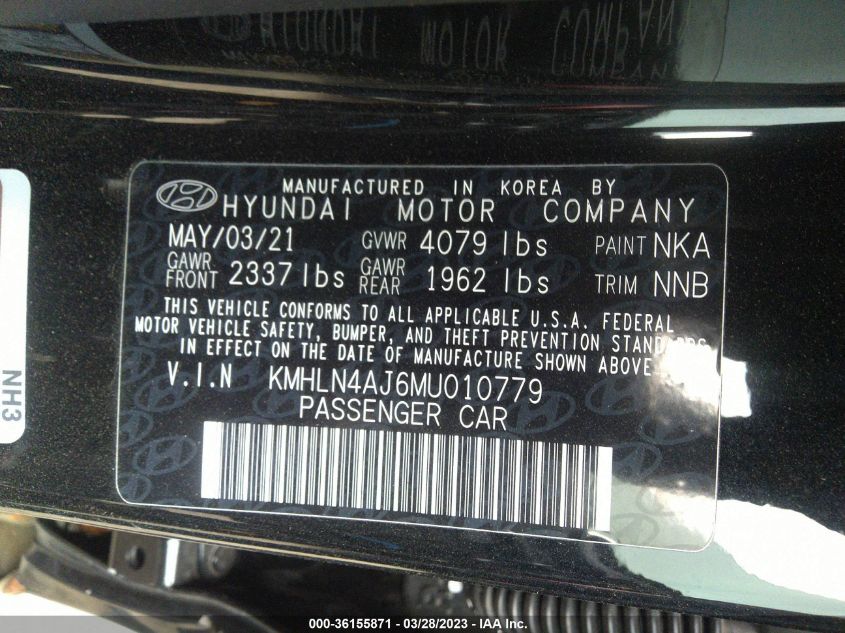 2021 HYUNDAI ELANTRA HYBRID LIMITED KMHLN4AJ6MU010779