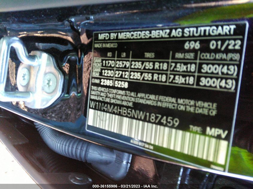 2022 MERCEDES-BENZ GLB GLB 250 W1N4M4HB5NW187459