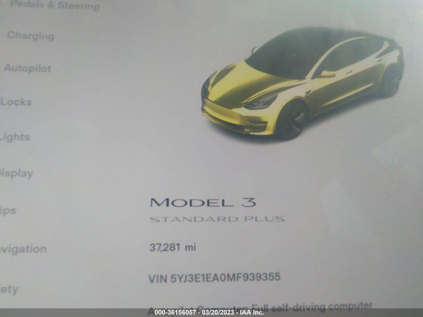 2021 TESLA MODEL 3 STANDARD RANGE PLUS - 5YJ3E1EA0MF939355