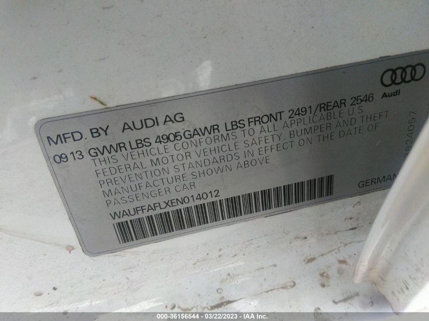 2014 AUDI A4 PREMIUM PLUS - WAUFFAFLXEN014012