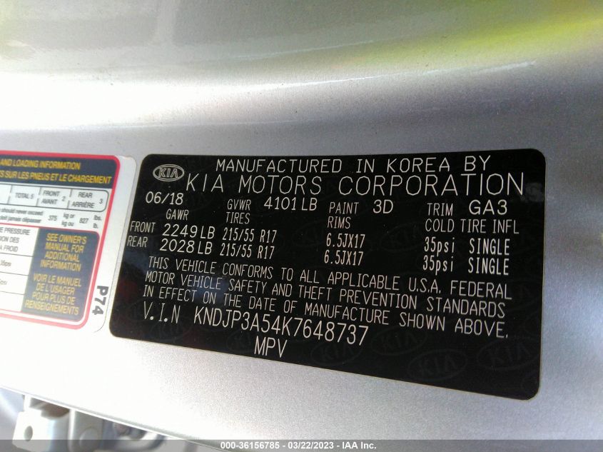 2019 KIA SOUL + - KNDJP3A54K7648737