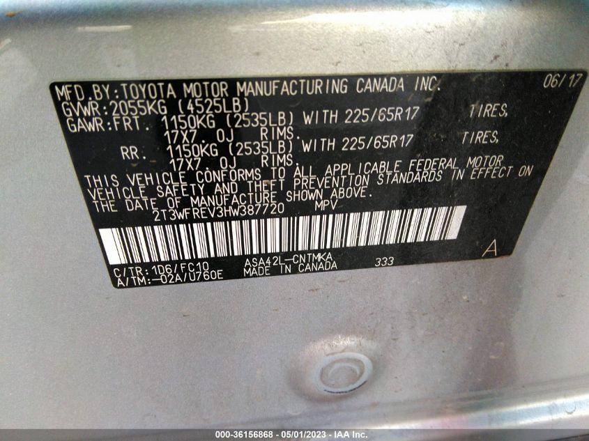 2017 TOYOTA RAV4 XLE - 2T3WFREV3HW387720